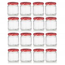 Lecker daheim Einmachgläser, 200 ml, 16er-Set x rot/weiß