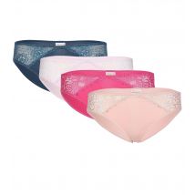 PURE SHAPE DAY&NIGHT Slip mit Spitze, 4er-Pack 42/44 fuchsia-indigo-puderrosé-sorbetrosa