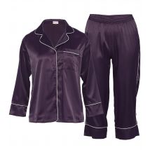 PURE SHAPE DAY&NIGHT Pyjama Set Hemdbluse & Hose in Satin 42/44 indigo