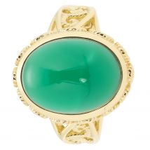 Kala Ratna Cocktail-Ring, Achat smaragdgrün, Silber 925 vergoldet 19 smaragdgrüner Achat