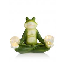 Ab ins Grüne Yoga-Frosch mit 2 LED-Kugeln und Solarfunktion x grün