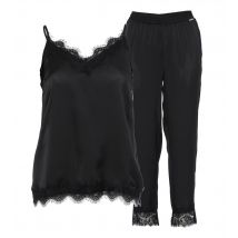 Sarah Kern SILHOUETTE Edelpyjama-Set mit Spitze 46/48 schwarz