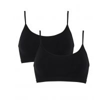 Pure Shape Bustier, Seamless, schmale Träger, 2er-Set M/L schwarz