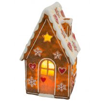 Dekorieren macht glücklich LED Poly-Lebkuchenhaus, gezuckert, 42 cm