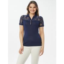 MIALUSSO Spitzenpolo mit V-Ausschnitt 38/40 blau
