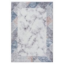 Mein Lieblingsplatz Waschbarer In- & Outdoor Teppich, 230 x 160 cm x Marmor beige-blau