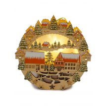 Dekorieren macht glücklich Weihnachtsdeko mit Schloss- oder Winterdorf-Motiv, Batteriebetrieb, 5 LEDs x x Winterdorf