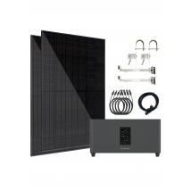 Energie der Zukunft Balkonkraftwerk Kompakt-Speicher mit Wechselrichter & Balkonhalterung, 880 W x schwarz