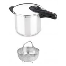 BRA Schnellkochtopfset mit Schnellkochtopf & Dampfkorb, 6 l, 3-teilig, VITESSE