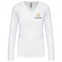 T-SHIRT manche longue col V (femme) - La pirouette equitation - K382