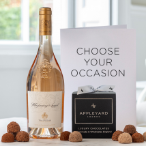 Whispering Angel Rosé Wine (75cl), 12 Handmade Chocolate Truffles & Occasion Card