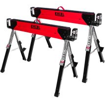 Excel 6288 Heavy-Duty Steel Folding Sawhorse with Adjustable Legs 1178kg (Twin Pack) 6288
