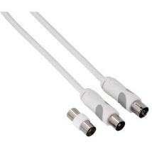 Thomson Antenna Cable, coax plug - coax socket, 2.5 m, 80dB, incl. adapter, white