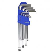 9pcs Ball-End Imperial Hex Allen Key Set, Heavy Duty Chrome Vanadium Steel