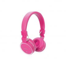 Foldable Stereo Bluetooth Headphones Wireless Headset Mic MP3 FM SD Slot Smartphone - Pink