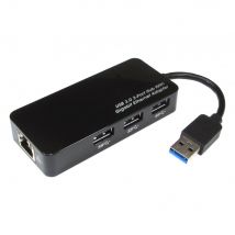 USB3.0 Gigabit Ethernet Adapter with 3 Port USB Splitter Hub