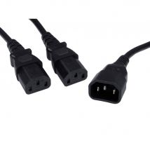 1.8m IEC C14 to 2 x IEC C13 "Y"IEC Splitter Extension Lead Cable - Black