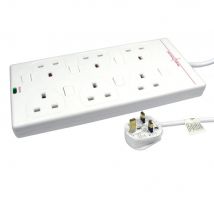 2m Individually Switched UK Power Extension - 6 Ports