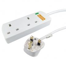 2m Surge Protected UK Power Extension - 2 Ports