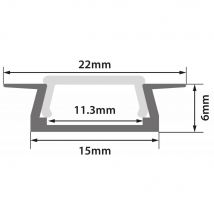 Aluminium LED Tape Profile Channel Diffuser  - Recess 1m