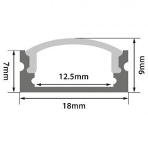 Aluminium LED Tape Profile Channel Diffuser - Short Crown 1m