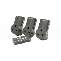 Mercury Black Wireless Remote Control Mains Sockets with 30m Range Pack of 3