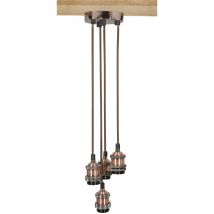 Vintage Style Quad Pendant Cord Light Set with E27 Edison Fitting - Antique Copper