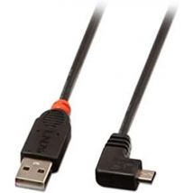 LINDY 0.5m 50cm USB Micro-B Cable,90 Degree Right Angle Short - Black