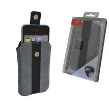 Croco® iPhone 5 Slip-Stripe PU Leather Slip case pouch with Magnetic Clasp/Pull Slide - Grey & Black