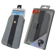 Croco® Samsung Galaxy S3 Slip-Stripe PU Leather Slip case pouch with Magnetic Clasp/Pull Slide - Grey & Black