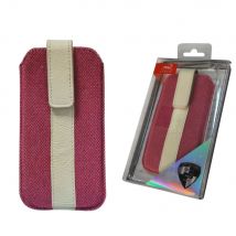 Croco® Samsung Galaxy S3 Slip-Stripe PU Leather Slip case pouch with Magnetic Clasp/Pull Slide - Pink & Cream