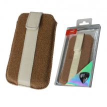 Croco® Samsung Galaxy S3 Slip-Stripe PU Leather Slip case pouch with Magnetic Clasp/Pull Slide - Brown & Cream