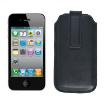 Croco® iPhone 4/4s Pro-Tect PU Leather Slip case with Magnetic Clasp/Pull Slide - Black