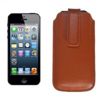 Croco® iPhone 5 Pro-Tect PU Leather Slip case with Magnetic Clasp/Pull Slide - Brown