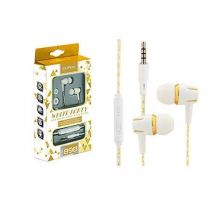 CLiPtec In-Ear Earphones Headphones (With Mic and Vol Remote) - White/Yellow