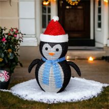 Outdoor Light Up 70cm Collapsible Christmas Penguin Decoration with 45 LED's, Timer and Battery Operation