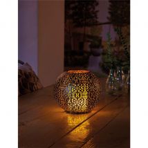 2 x Solar LED Metal Flame Candle Effect Moroccan Style Table Light 20cm Lantern Lamp Warm White