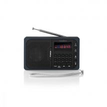 Portable FM Radio 3.6W with 50 pre-sets, LED screen, USB Port, Rechargeable Battery and MicroSD Card Slot  - Black