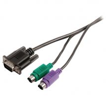 Konig VGA Cable VGA Male + 2x PS2 Male - VGA Male + 2x PS/2 Male 2.00 m Black