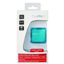 CLiPtec® Cable-Wrap 4 Port Mini Hub - White