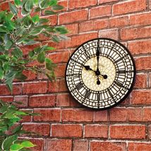 Big Ben Style 12" Outdoor Indoor Vintage Wall Clock Round Weather Resistant