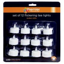 12 x Flameless Flickering LED Tea Light Candles Tealights Battery Operated