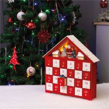 Festive Wooden Christmas Advent Calendar with 24 Individual Drawers and LED Lights