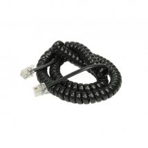 1.5m Coiled Telephone Handset Cord RJ10 - Black