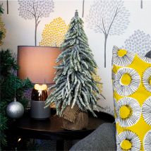 Decorative Snow Effect Mini Christmas Tree in Hessian Bag - 45cm