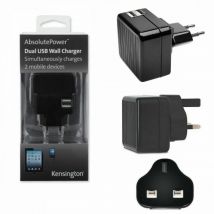 Kensington Absolute 2.1A AMP Fast Dual Twin 2 Port USB Charger UK EU USA Mains Wall Plug Adapter
