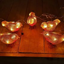5 Acrylic Light Up Birds 30 LED Ice White Christmas Decoration Outdoor Indoors