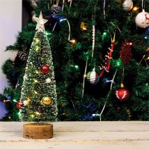 LED Light Up Mini Table Top Christmas Tree with Red Gold and Pearl Baubles Battery Operated