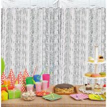 Silver Foil Fringe Shimmer Tinsel Curtain Party Event Backdrop 1m Wide x 2m Drop