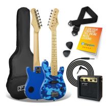 3RD AVENUE 1/4 Size Kids Electric Guitar Bundle - Blue Camo